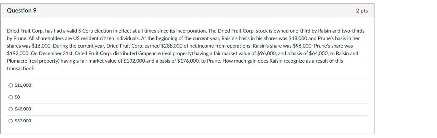 S Corp election in effect at all times since its incorporation. The