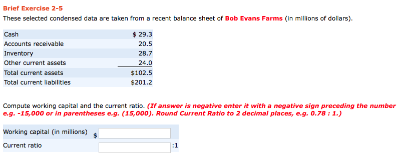 Please show work. -Thanks Brief Exercise 2-5 These selected condensed data are