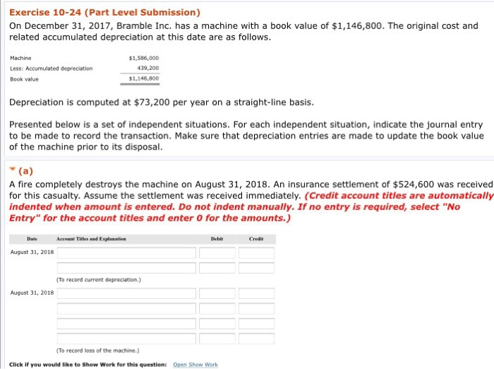  Exercise 10-24 (Part Level Submission) On December 31, 2017, Bramble Inc.