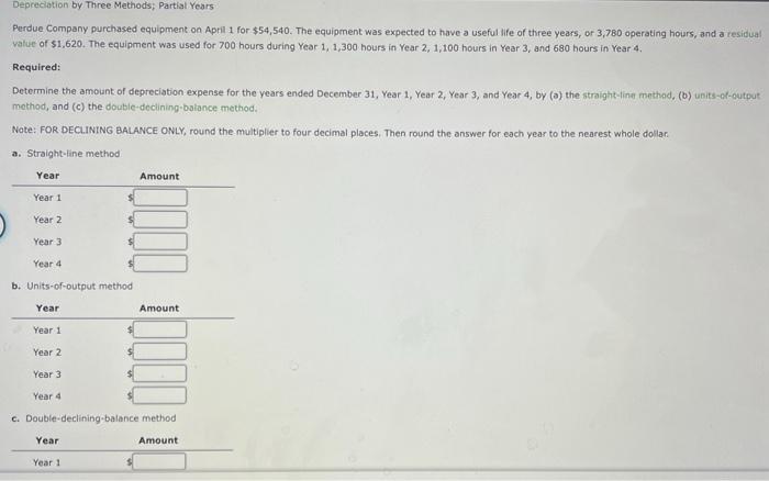  pls help! asked this before but the answer was incorrect Depreciation