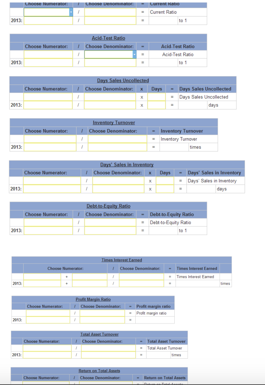statements of Cabot Corporation follow. (All sales were on credit; selected balance