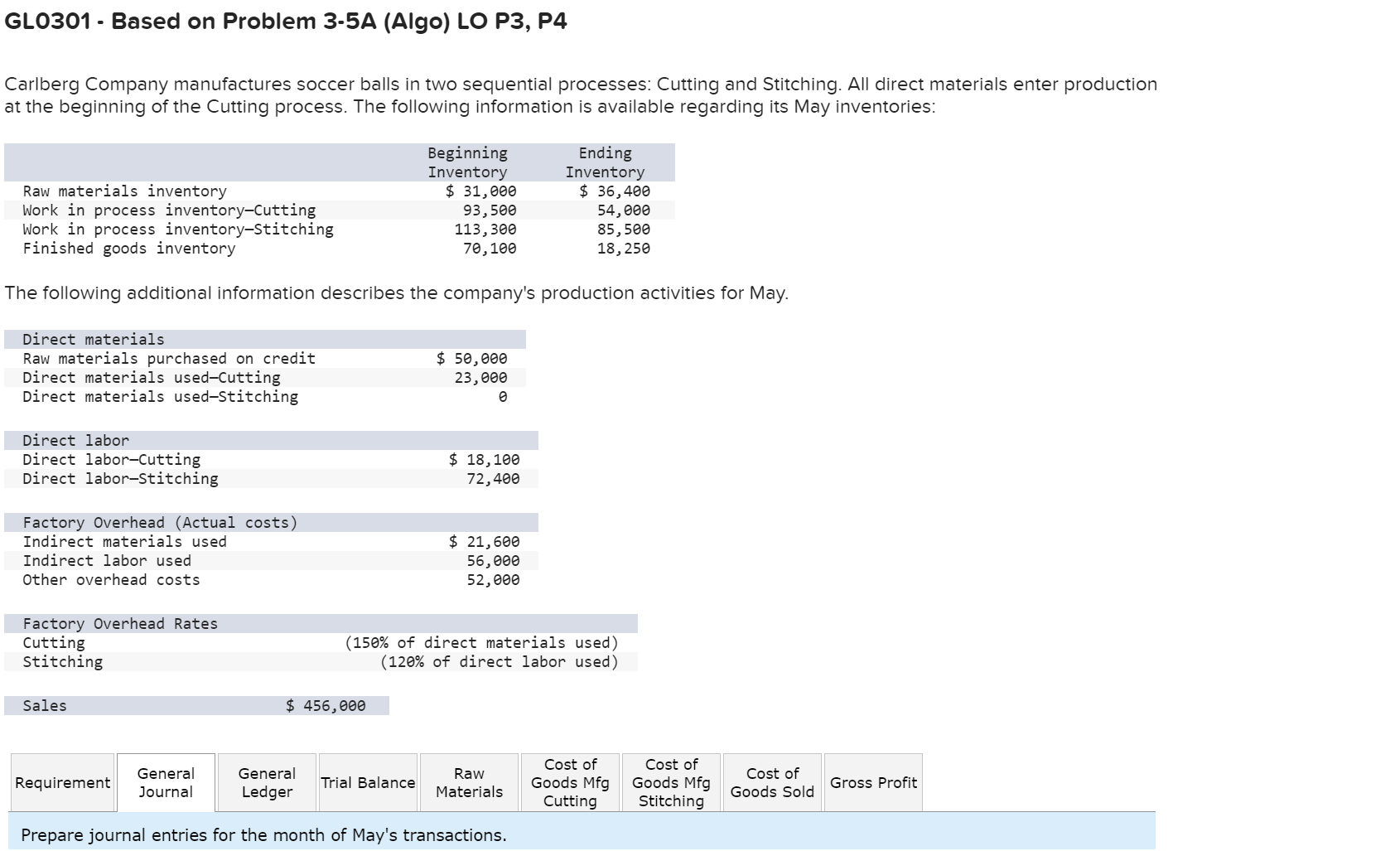  GL0301- Based on Problem 3-5A (Algo) LO P3, P4 Carlberg Company