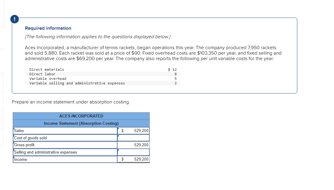 manufacturer of tennis rackets, began operations this year. The company produced 7,950
