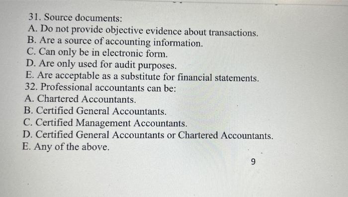 mcq 31. Source documents: A. Do not provide objective evidence about transactions.