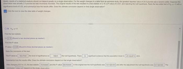 Changes in Anorexic Girls 14.9 11.7 -9.3 -1.4 3.5 6.1 2.1 -0.8