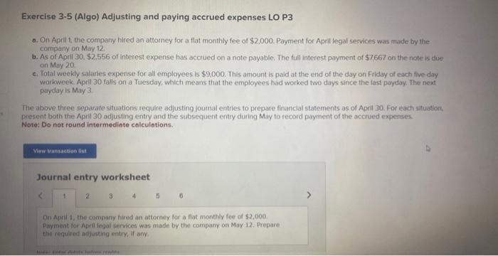  solve all correct for thumbs up Exercise 3.5 (Algo) Adjusting and