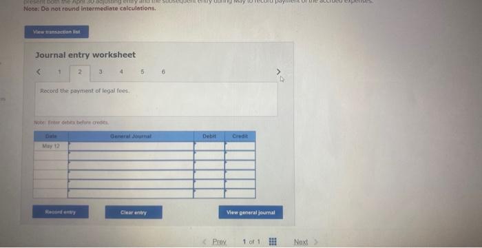 legal services was made by the company on May 12 b. As