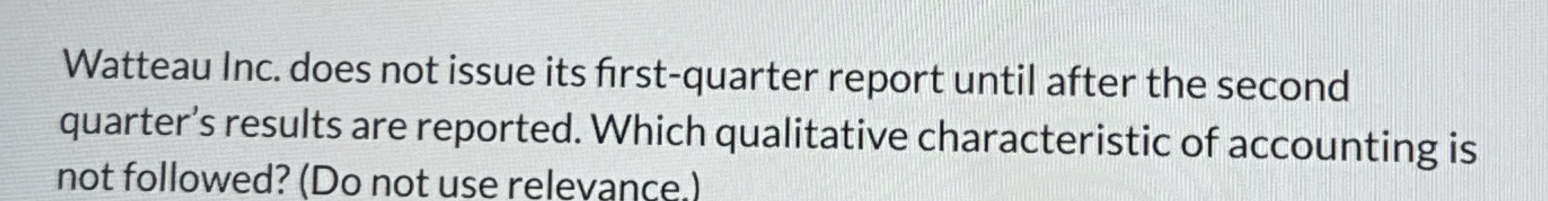  Watteau Inc. does not issue its first-quarter report until after the