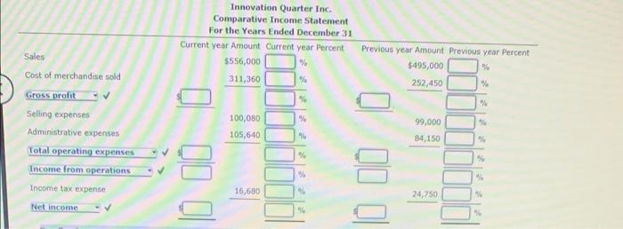 Question Content Area Vertical Analysis of Income Statement Revenue and expense data