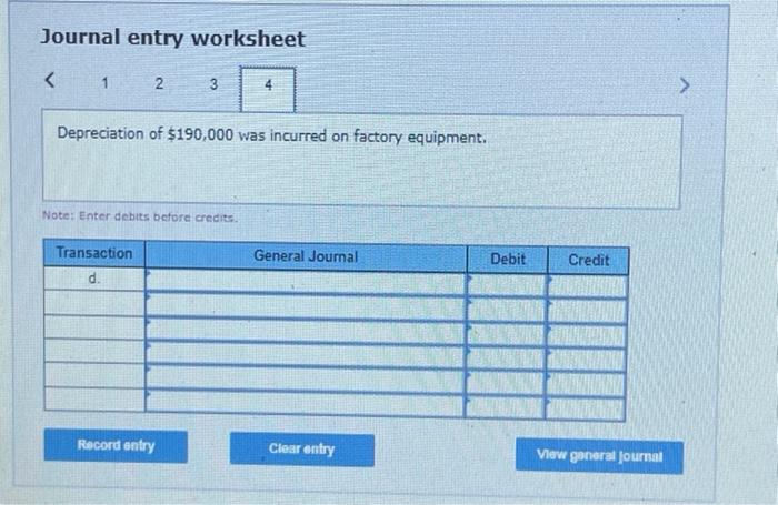 direct labor and the remainder was for indirect a Depreciation of $190,000