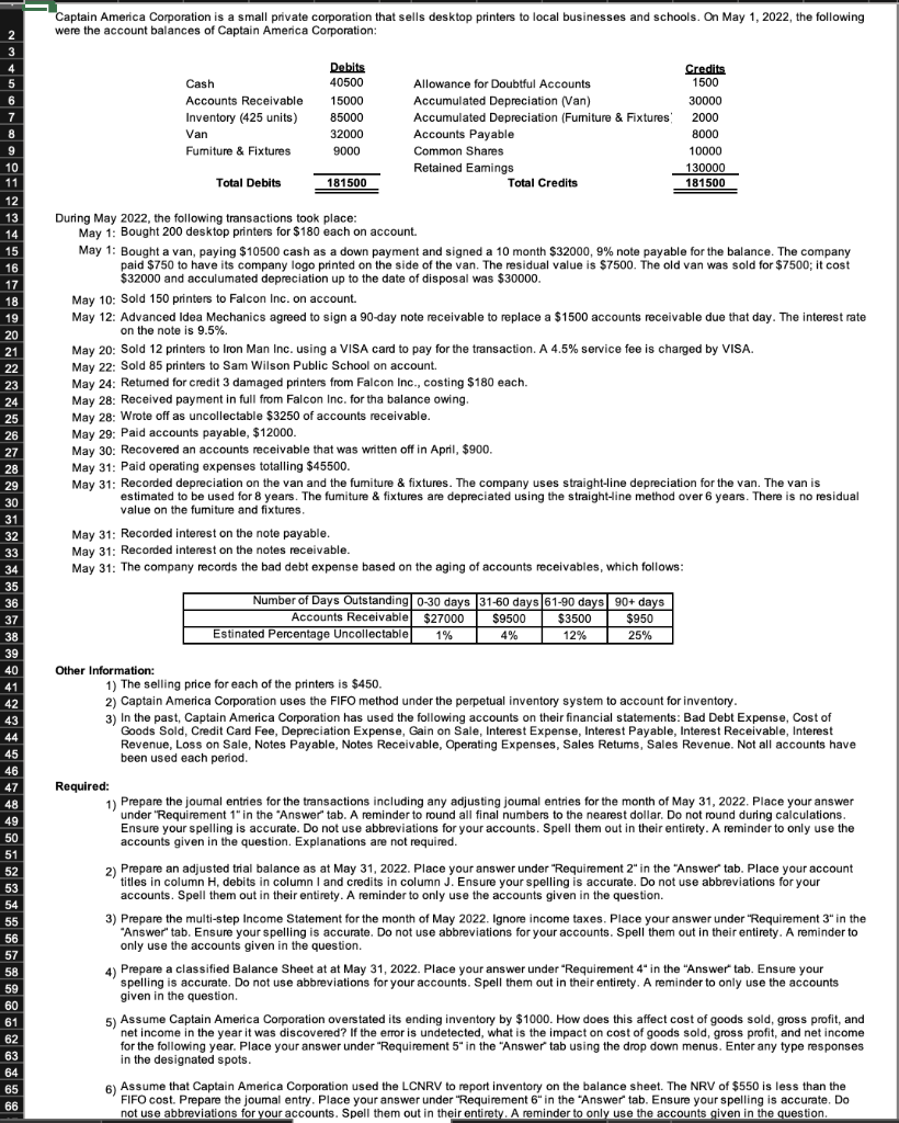 Please help with this question using excel, if you can please provide