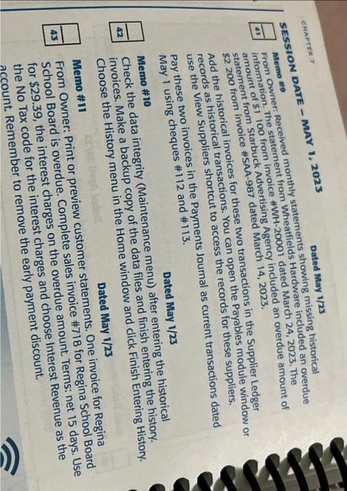 journal entries Dated May 1/23 CMAVTERT SESSION DATE - MAV 1,2023 Memo