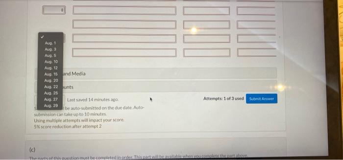 During August, the following summary transactions were completed. Question 1 of 4