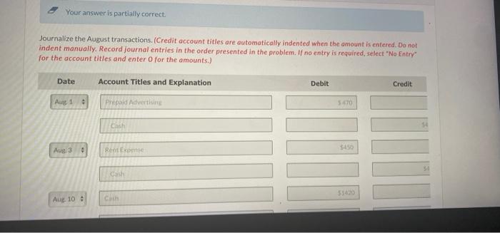 > 0.2 / 1.5 During August, the following summary transactions were completed.