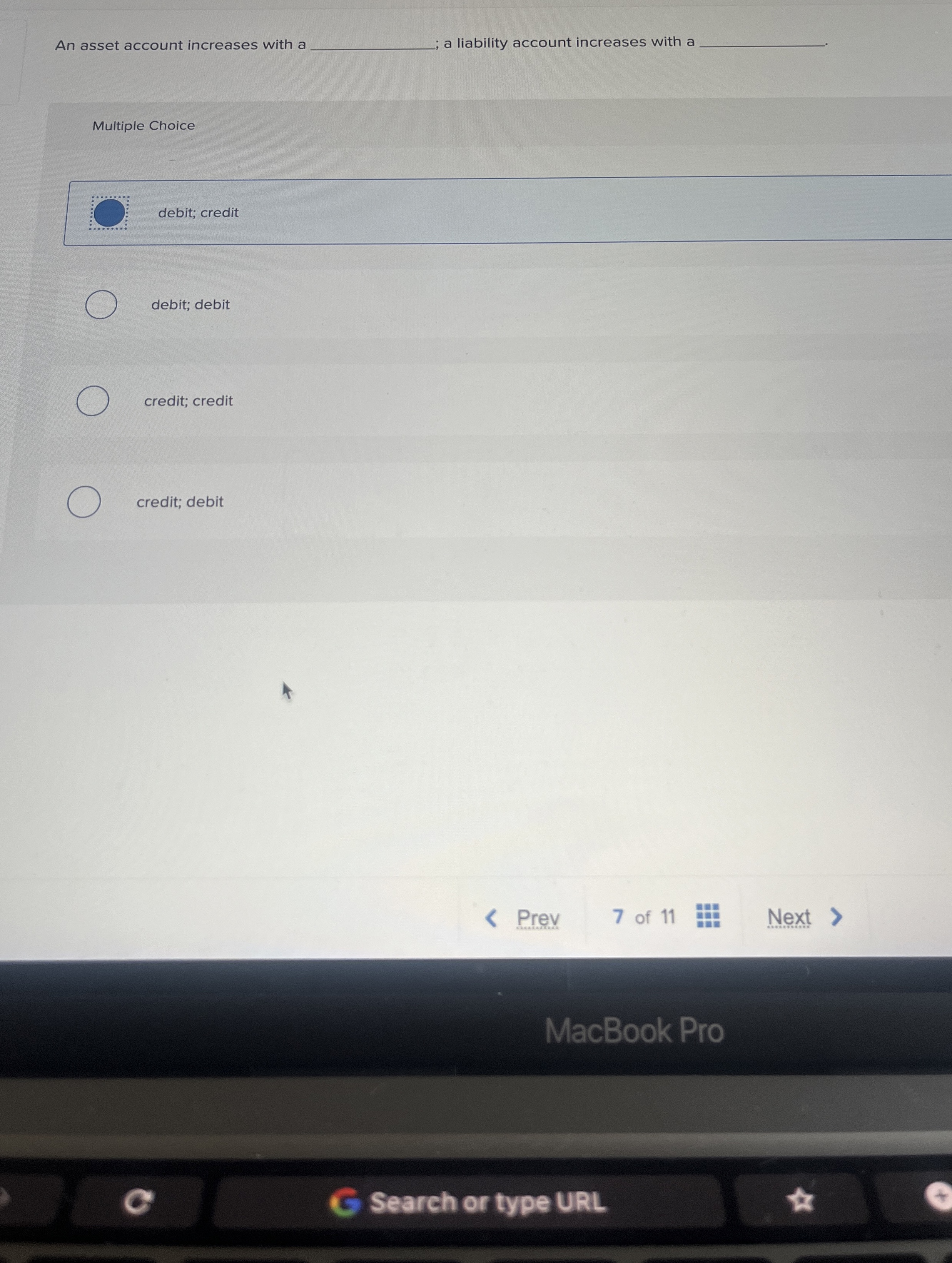  An asset account increases with a q, ; a liability account