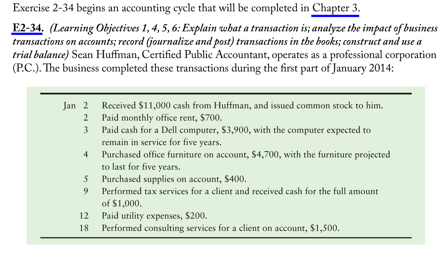 Journalize the transactions. Explinations are not required. Exercise begins an accounting cycle