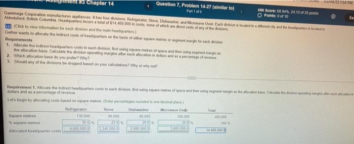 X Revenues, costs and facility space for each division are as follows:
