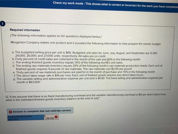  Check my work mode: This shows what is correct or incorrect