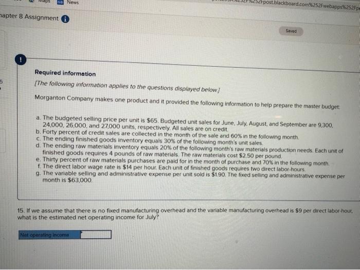 it provided the following information to help prepare the master budget a.