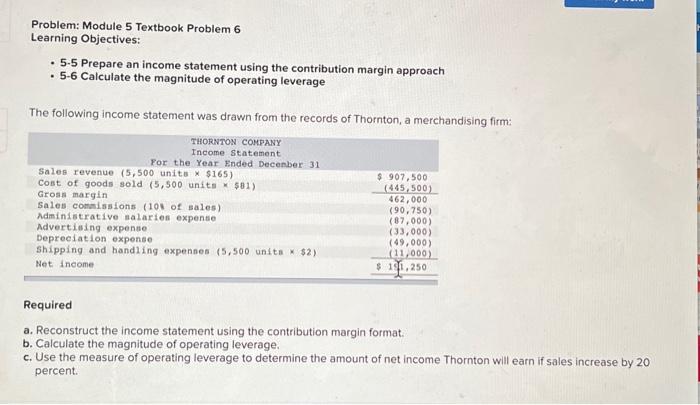 do required a b and c Problem: Module 5 Textbook Problem 6