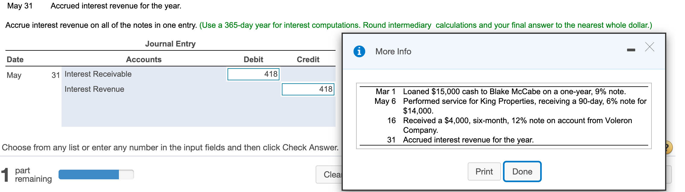 Please answer the question correctly, and give the progress. Note: 418 is