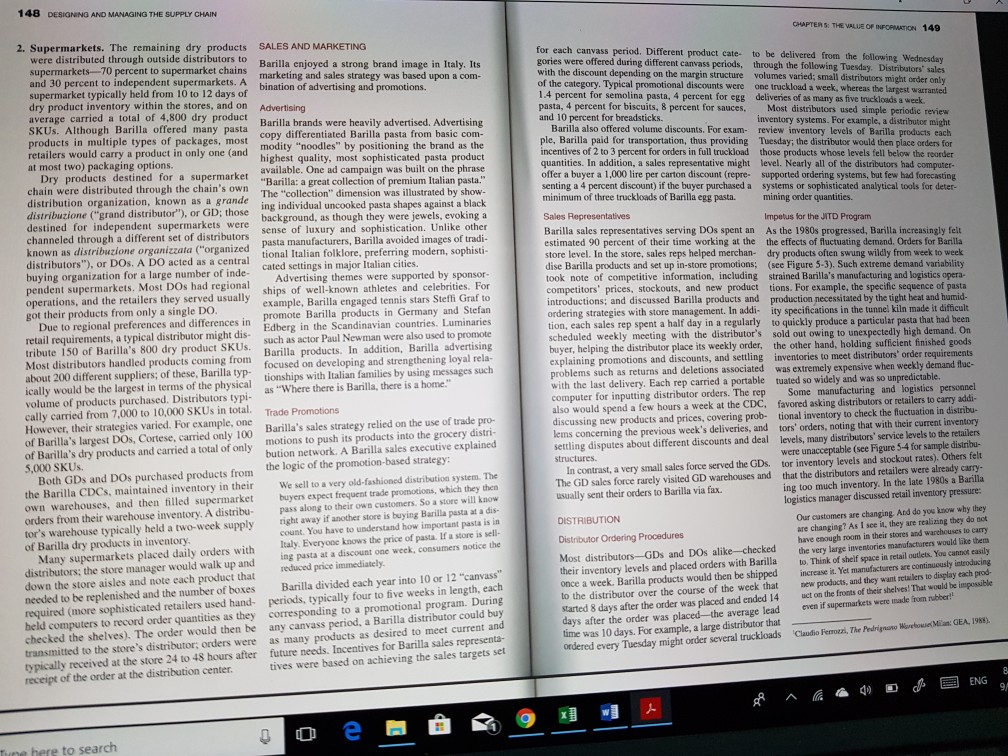 program? b. What conflicts or barriers internal to Barilla does the JITD