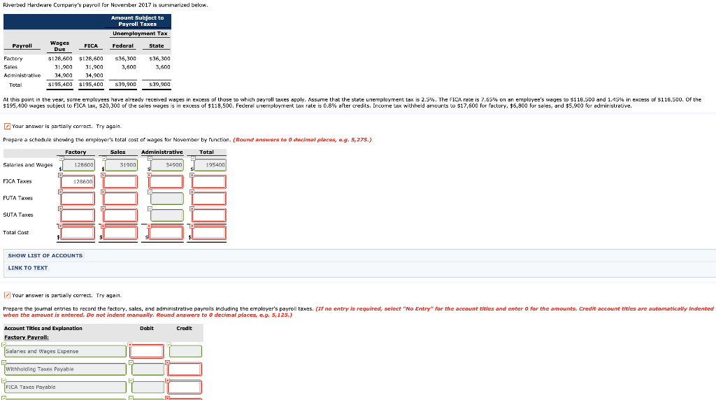  Riverbed Hardware Cornpany's payroll for November 2017 is summarized below. Amount