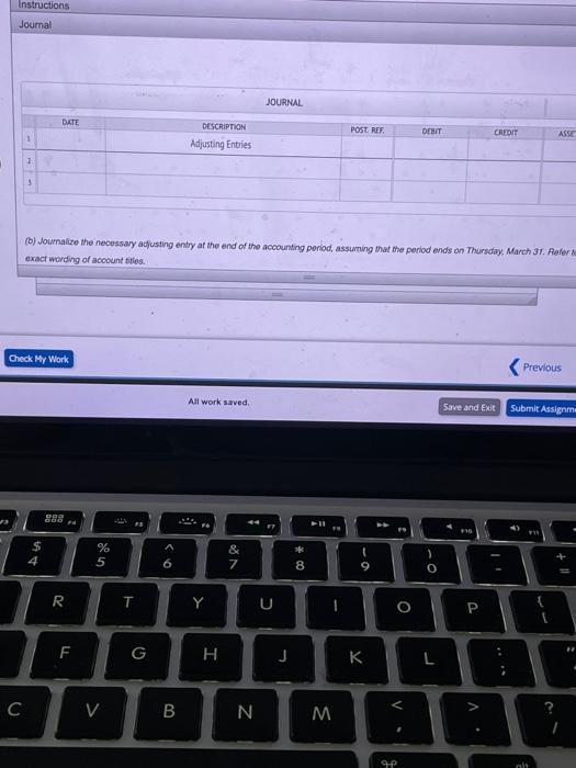 that day Journalize the necessary adjusting entry at the end of the