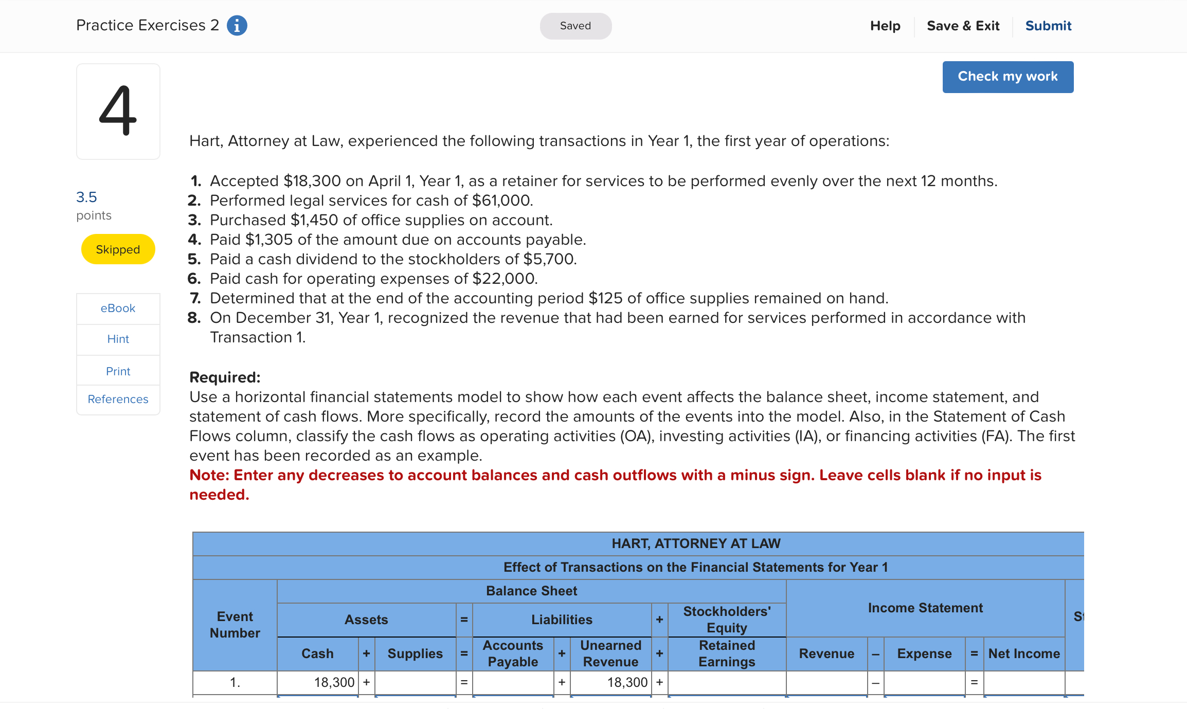  Practice Exercises 2 Help Save & Exit Submit 4 3.5 points