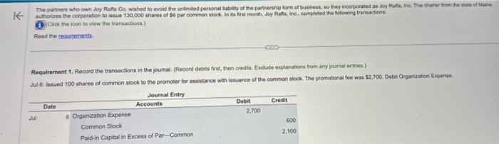 the icon to viow the transacions.). Read the tegucements Requirement 2. Prepare