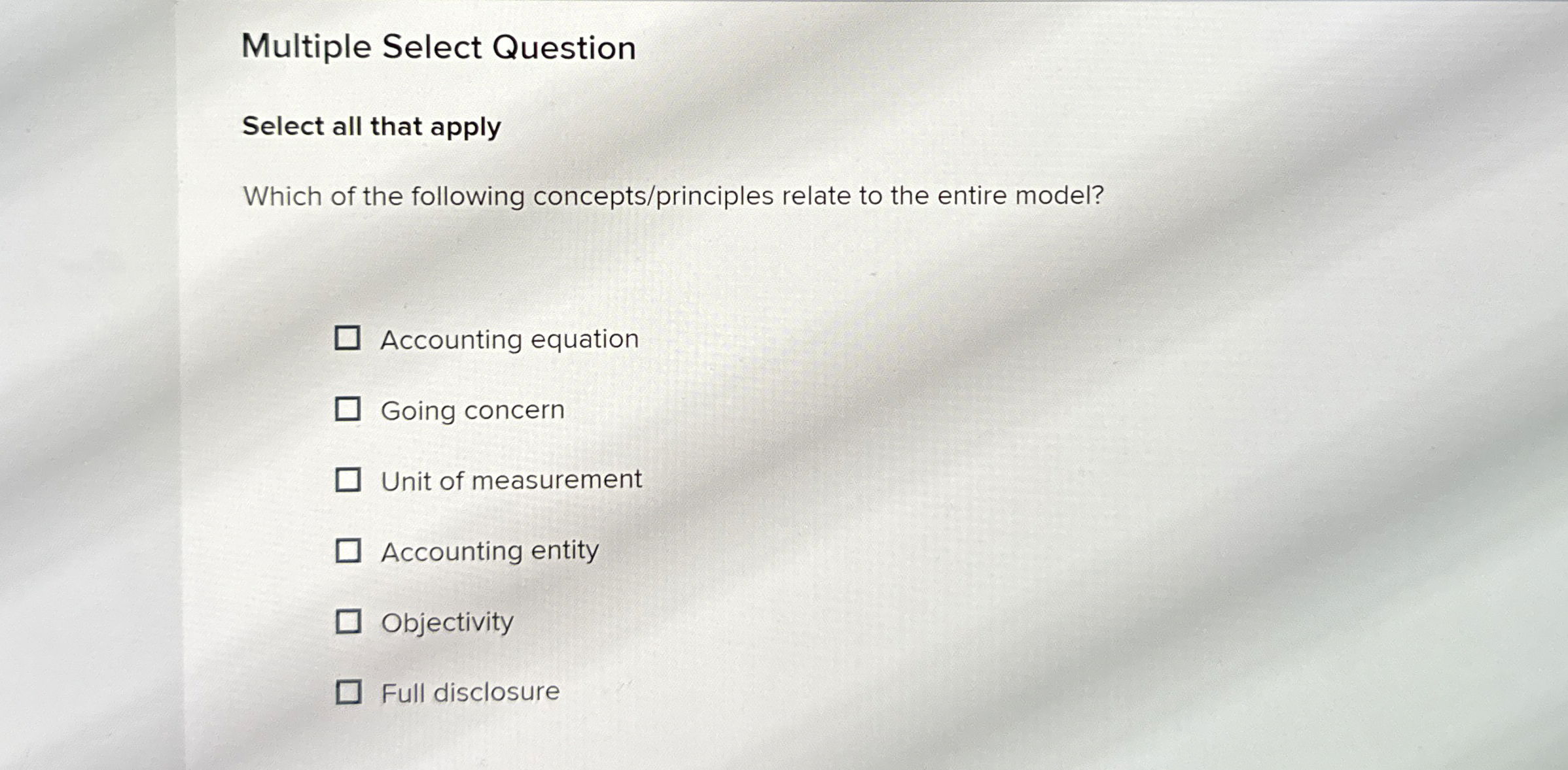  Multiple Select Question Select all that apply Which of the following
