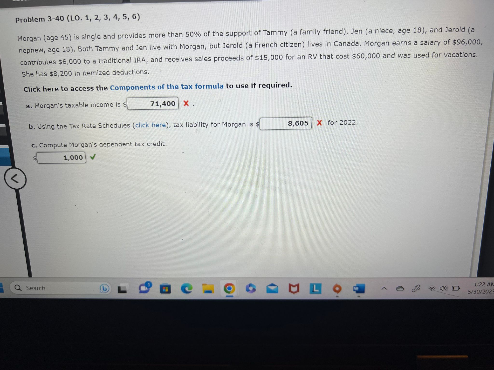 Could somebody please help me. Problem 3-40 (LO. 1, 2, 3, 4,
