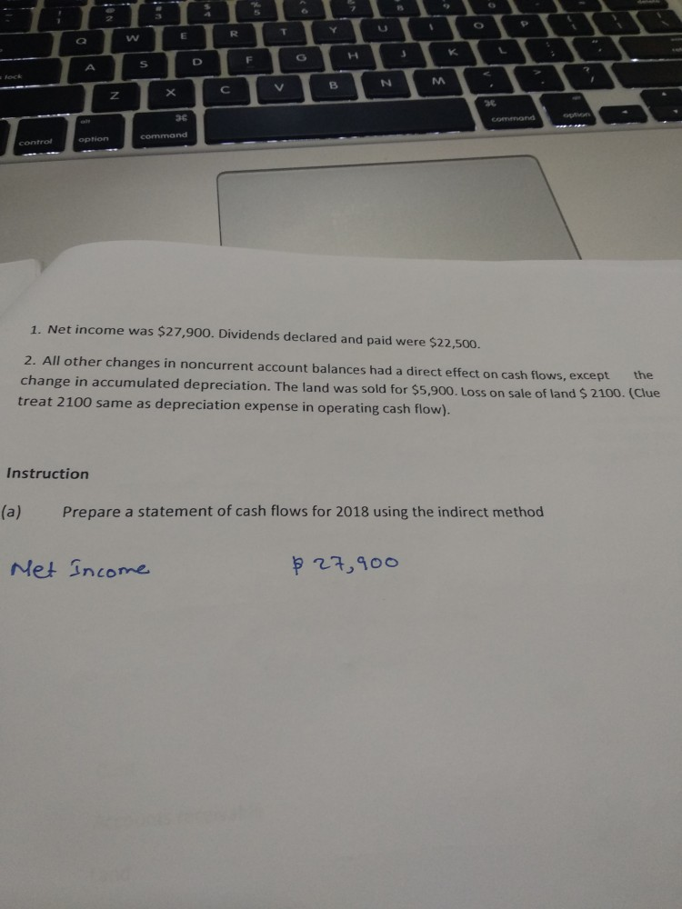 O ER TY G Cond Command option 1. Net income was