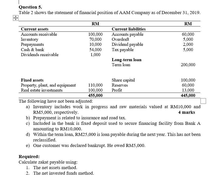 please could you answer me the correct way? Question 5. Table 2