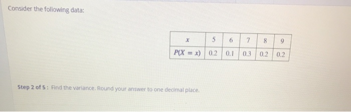 Consider the following data: 5 6 7 8 9 PCX =