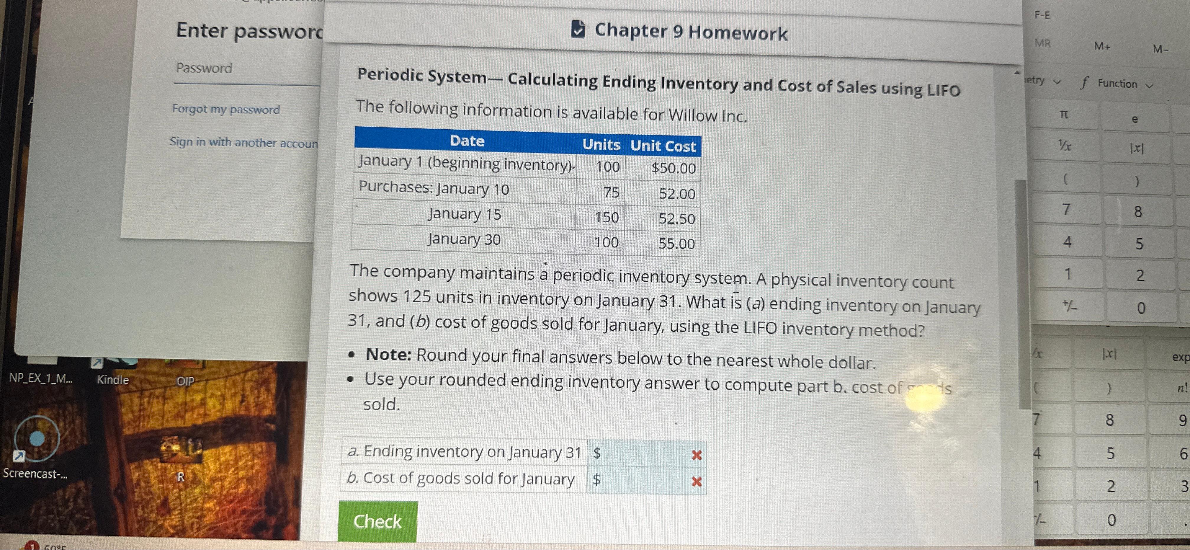  Enter passworc Chapter 9 Homework Password Forgot my password Sign in