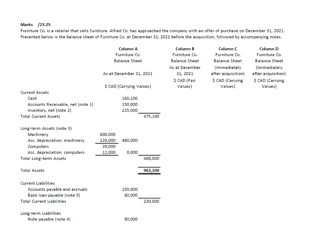  Please include the calculations and explanation. Thank you so much Marks/23.25