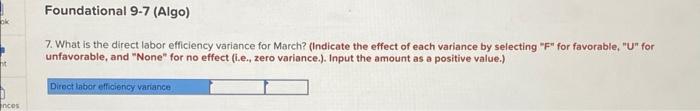 effect (i.e., zero variance.). Input the amount as a positive value.) 12.
