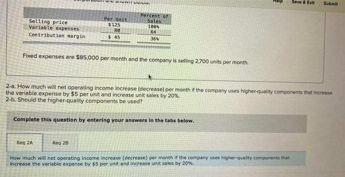 find net operating income Selling price Variable expenses Contribution margin un anum