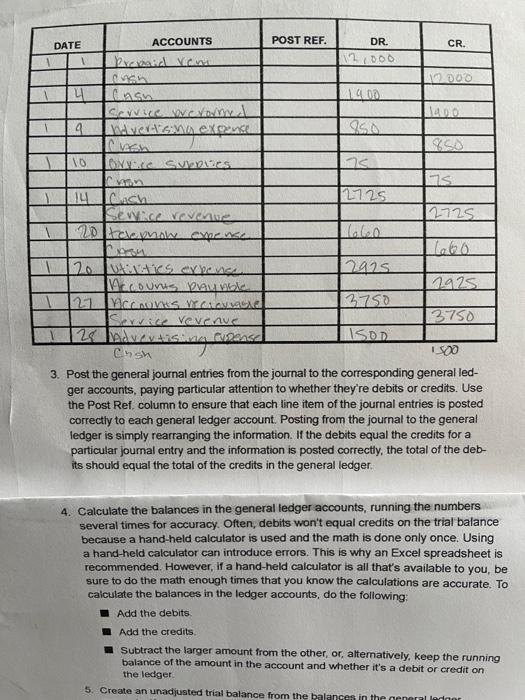 (question 3) and what would it look like with the balances calculated