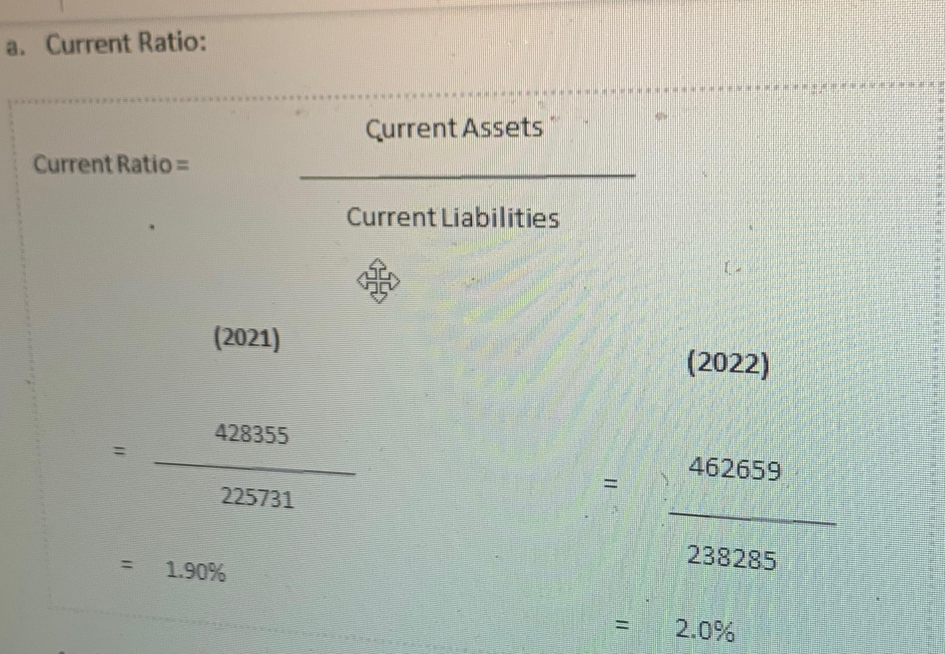  Can you provide me current ration analysis for diagram below for