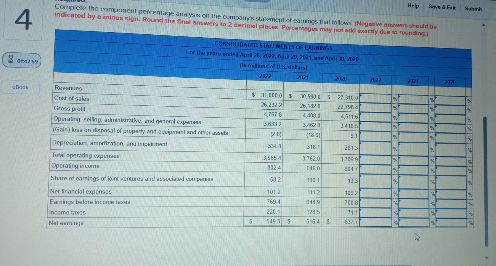 Help Save & Exit Submit 4 indicated by a minus sign.