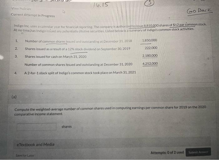 help accounting 3304 - ! 16.15 View Policies Current Attempt in Progress