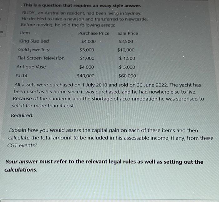  This is a question that requires an essay style answer. RUDY,