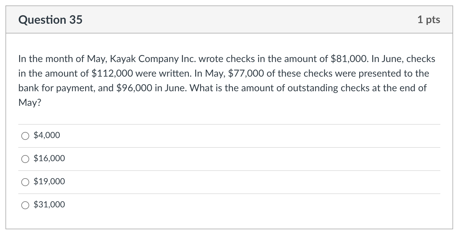 Please help me with this accounting question Question 35 1 pts In