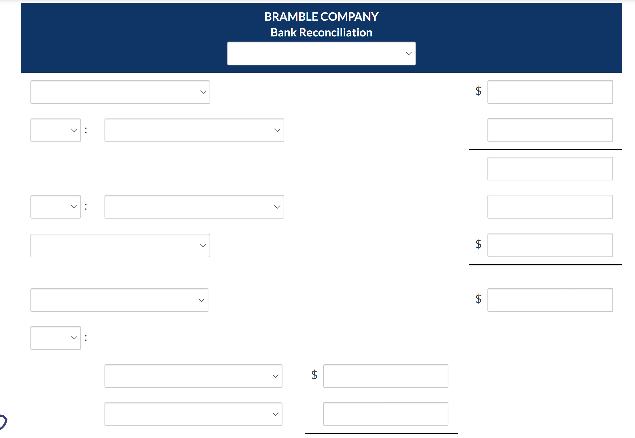 account in the ledger of Bramble Company. The September bank statement shows