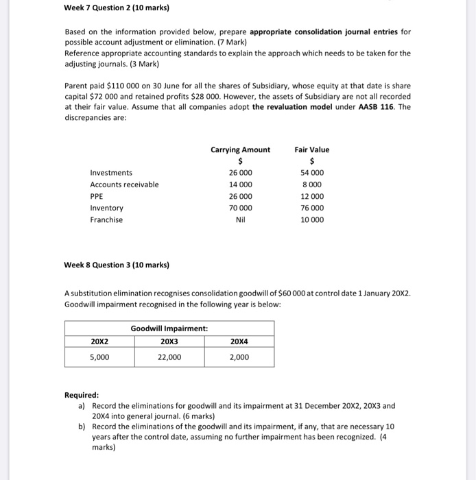  Please answer both the questions Week 7 Question 2 (10 marks)