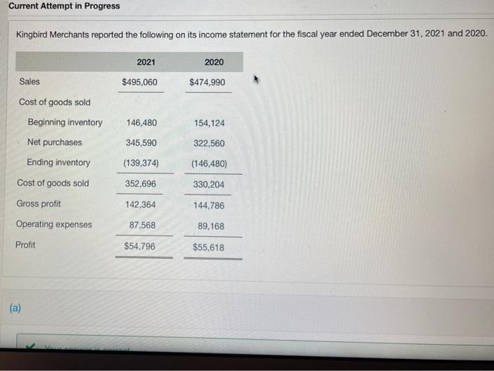  Current Attempt in Progress Kingbird Merchants reported the following on its