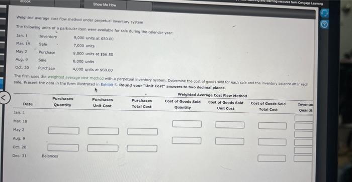  Weighted average cost flow method under perpetuat inventory system The foliowing