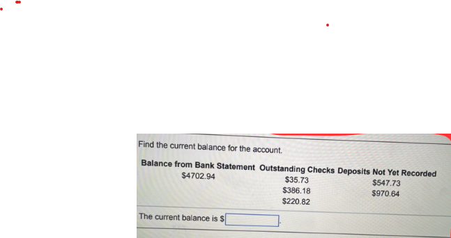 Find the current balance for the account